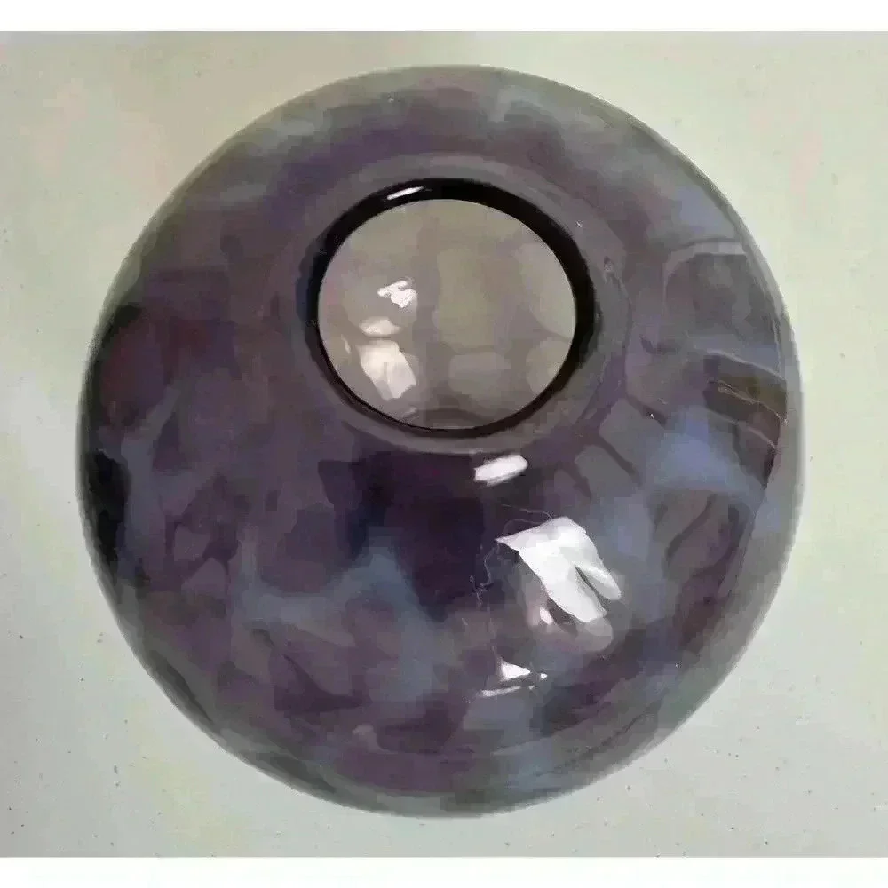 Two Hand Blown Art Glass Vases Purple Tortoise shell spots Clear pontil mark
